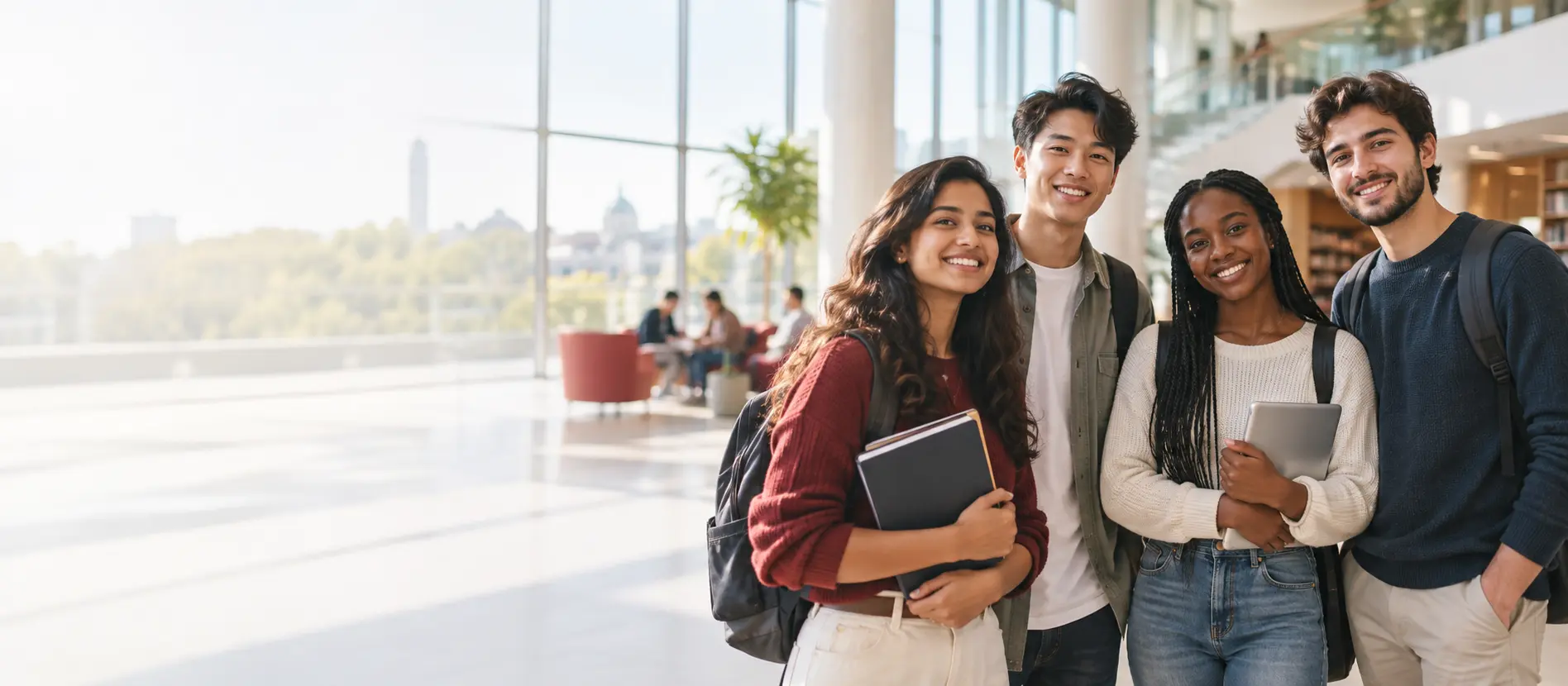 International students together on a university campus