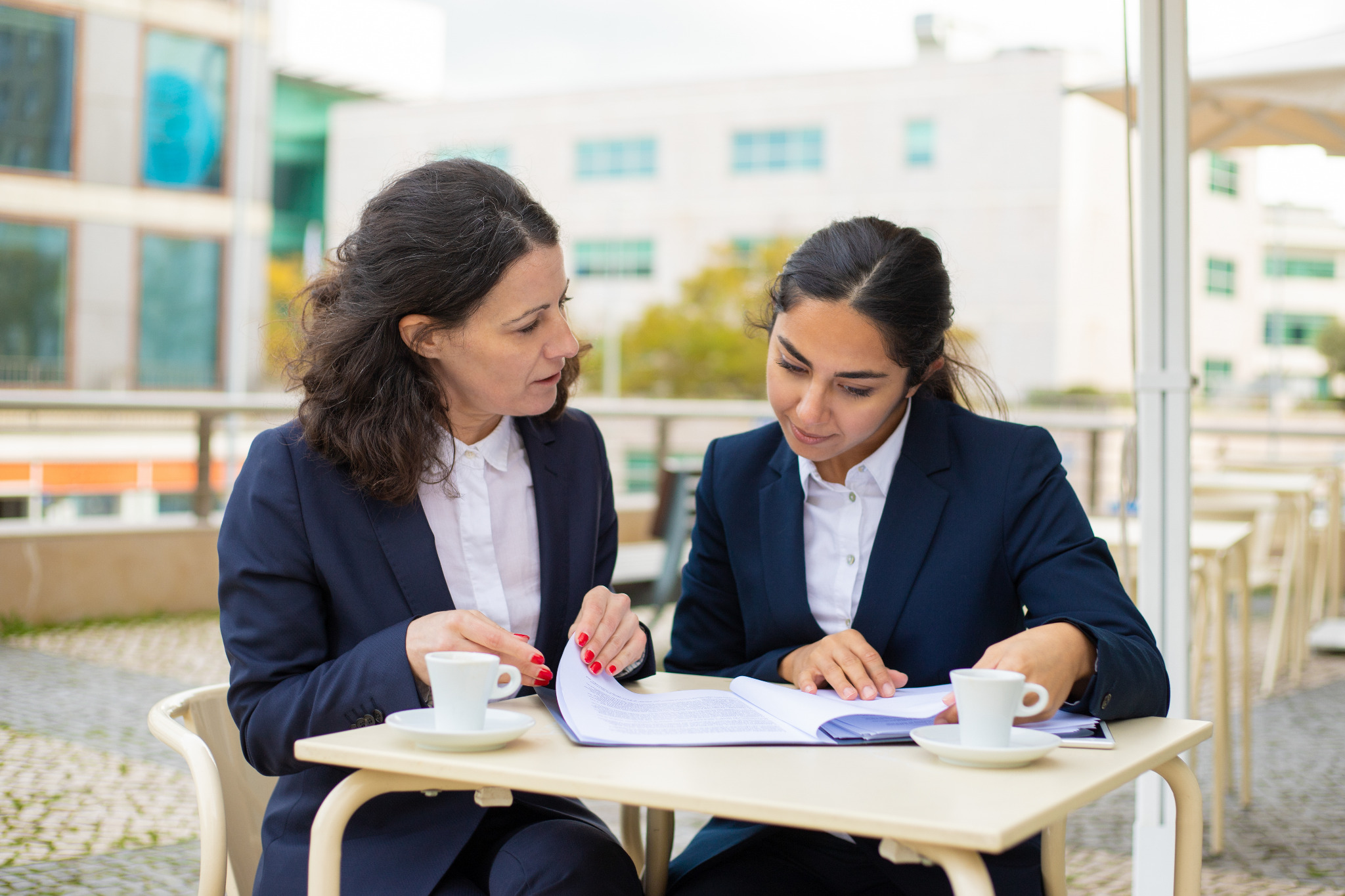 A counsellor discussing study plans with a student